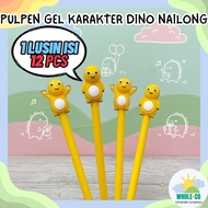 (1 Dozen contains 12 Pcs) Nailong Dino Premium Gel Pens with Yellow Dinosaur Characters, Gemoy Paste