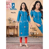 RAYON MATERIAL KURTIS WITH FULL EMBRODIERY WITH FASHION POINTS SIZES S TO 8XL.D.NO.8519