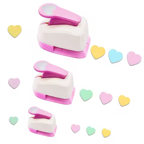 Paper Hole Puncher Cutter Heart Shapes 2 in 50mm 38mm 1 inch 25mm 5/8 inch 16mm 3/8 in 9mm for Paper