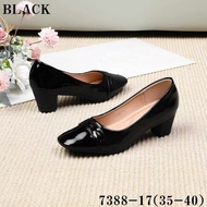 G7388-17 2 Inch Glossy Leather Black Shoes for Women's Elegant Design Comfortable
