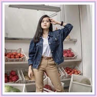 Trendy Oversized Women's Jeans Jacket, Jumbo Crop Jeans Jacket M Ek51 Oversized Jeans Jacket Wanita 