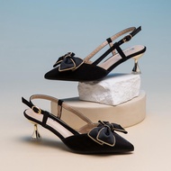 VDEN Pointed Stiletto Heels Mid Heel (2INCH) New Korea Women Shoes Bow Shoe Buckle A098-46
