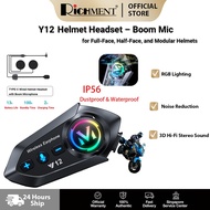 RICHMENT Y12 Bluetooth Helmet Headset Half-Face & Modular Helmets RGB Light IP56 Waterproof with Noi