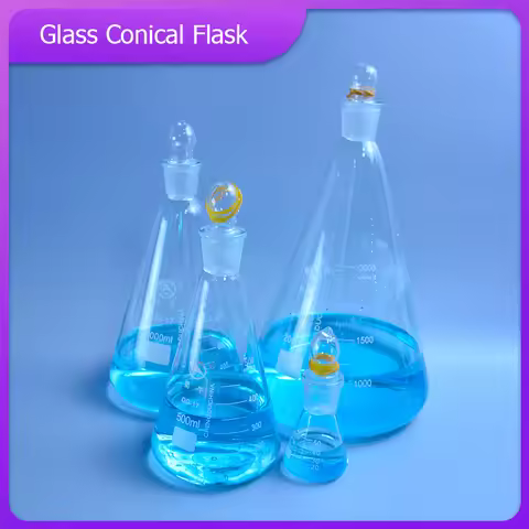 50-2000ml Glass conical flask with cap 24/29 joint Glass Erlenmeyer Flask glass for laboratory trian
