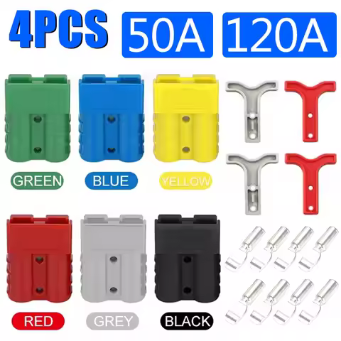 4Pcs Anderson Plug 50A/120A Power 2 Pin Battery Connector Charging Plug Anderson Connector