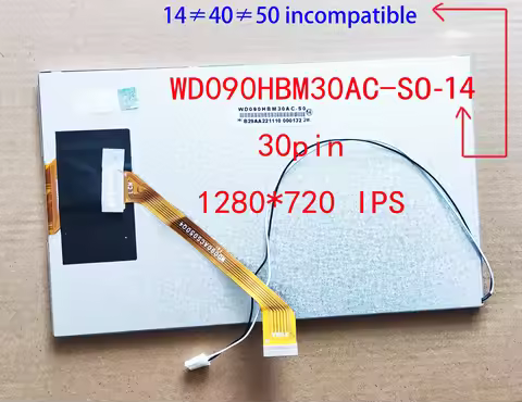9 Inch IPS LCD 30Pin WD090HBM30AC-SO-14 Mipi ≈210*126MM For FYT 7862 812 813 TOPWAY TS10 IC:7705 Tey