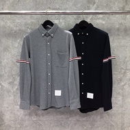 X IFX thombrowne Shirt Men Women Same Style Autumn Winter Long-Sleeved Shirt Arm Webbing Classic Jac