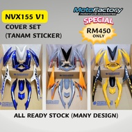 YAMAHA NVX155 V1 COVERSET BODY COVER SET DESIGN TANAM STICKER(READY STOCK)