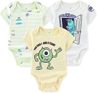 Monsters Inc. Mike Wazowski James P. Sullivan Baby Boys 3 Pack Bodysuit Creeper for Newborn and Infa