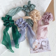 1pcs Women Satin Scrunchies Elastic Hair Band Long Tail Hair Scarf Headscarf Girl's Sweet Hair Acces