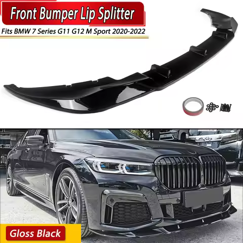Gloss Black Front Lip Splitter For BMW 7 Series G11 G12 2019-2024 Front Bumper Spoiler Splitter Lip