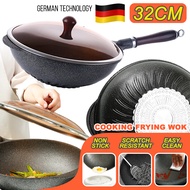 32CM Non Stick 5 Layer Scratch Resistant Frying Cooking Wok with Lid Cover