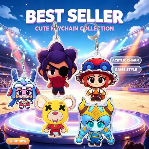 Keychain for Brawl Stars Colette Edgar Nita Acrylic Homemade Cartoon Anime Backpack Pendant Decorati