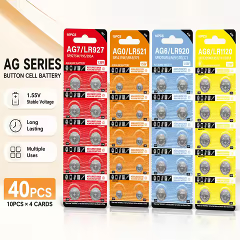 10Pcs AG7 1.55V Button Cell Batteries LR57 LR927 395 SR927W SR57 SR927 V399 Coin Cells for Watch AG0