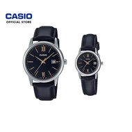 Casio General Couple Watch MTP-V002L-1B3 & LTP-V002L-1B3 Black Leather Band