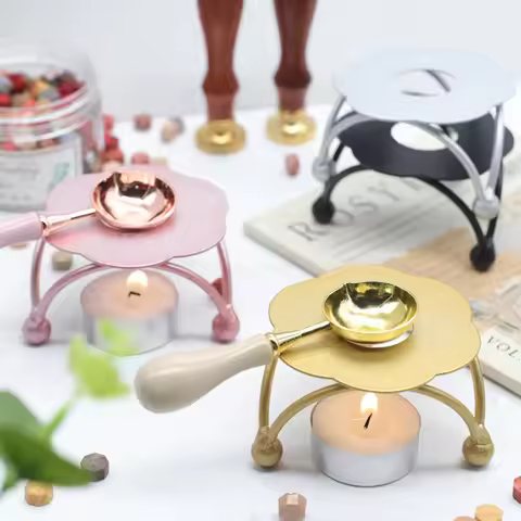 1 set Wax Seal Warmer Kit，Wax Seal Furnace with Melting Spoon，Seal Wax Melting Furnace Tool for Melt