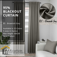 B5 - Ready-Made 95% Blackout Curtain BROWN GREY, Langsir Siap Jahit. LANGSIR KAIN TEBAL! ( FREE HOOK/RING )