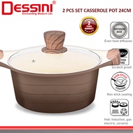 DESSINI ITALY XWB-24 Die Cast Aluminium Non Stick Casserole Pot Bowl Deep Fry Pan Induction Cookware