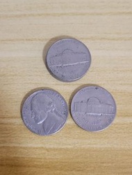 早期1960年 美元FIVE CENTS 5分硬幣 傑佛遜肖像D版 4枚