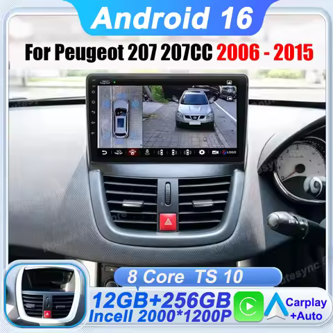 Android 16 For Peugeot 207 207CC 2006 - 2015 Car Radio Car Video Players CarPlay Android Auto GPS TS