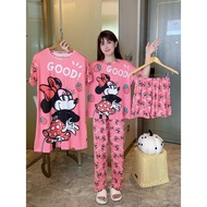 4in1 Cute Cartoon Sleepwear Set Women Korean Cotton Terno Pajama Dress Tshirt 3XL Pyjamas Women