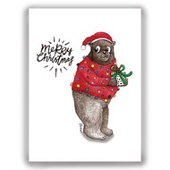 聖誕節-手繪插畫萬用卡聖誕卡/明信片/卡片/插畫卡--聖誕熊