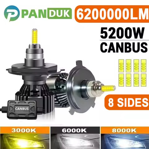 H7 LED Headlight 360 PANDUK H7 LED 6200000LM 5200W 360 H4 H1 H3 8 Side HB3 HB4 9012 Led H8 H9 H11 90
