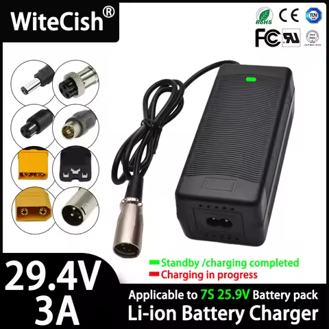 29.4V 3A Li-ion Battery Smart Charger AC100-240V For 24V 25.2V 25.9V 7Series Lithium battery pack ch