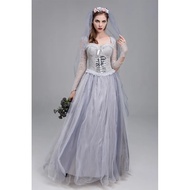 Multiple Lady Corpse Bride Costume Classic Long Creepy Mexican Zombie Roleplay Cosplay Carnival Hall