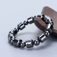 natural Terahertz bracelet cylinder beads  Hematite bracelet Round beads energy stone health care