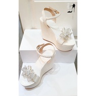 Wedge shoes with phale flowers - 9cm and 12cm high - 12p wedge bridal shoes. 12p wedge wedding shoes