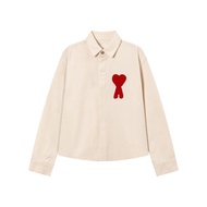 Genuine Ami Paris Love Tide Brand New Woven Love Embroidery Denim Long Sleeve Ins Shirt Coat Mens An