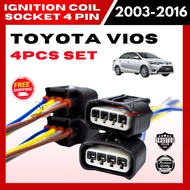 BUNDLE 4PCS SET IGNITION COIL SOCKET 4 PIN for TOYOTA VIOS 2003-2016 (90980-11885) / car parts