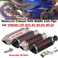 Slip On For YAMAHA YZF-R3 R25 R3 MT-03 MT-25 Motorcycle Exhaust Escape Modified System Muffler With 