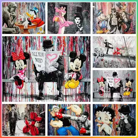Mickey Mouse Anime Disney Diamond Painting Cross Stitch Drawing Mosaic Embroidery Home Decor 5D DIY 