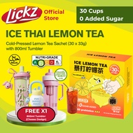 LICKZ JUICE Ice Lemon Tea Beverage Concentrate - BUNDLE 30 Sachets with Tumbler  [0 Fat, 0 Sugar, NF