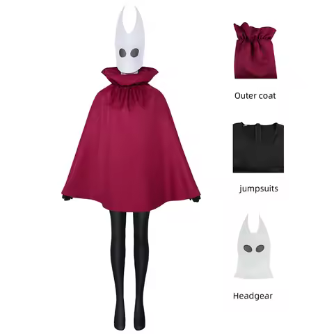 Game Hollow Knight Silksong Hornet Cosplay Bodysuit Cloak Cape Headgear Costume Set Halloween Carniv