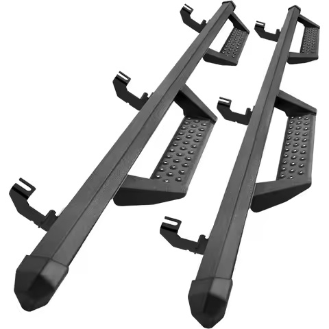 Drop Down Running Boards for 20182025 Jeep Wrangler JL 4 Door DualStage Textured Black Powder Coated