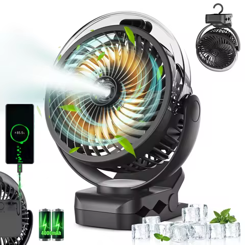 Portable Clip-on Mist Cooling Fan Rechargeable 3 Speed Digital Display Mini Humidifier Spray Fan Adj
