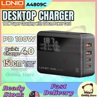 LDNIO A4809C Desktop Charger PD 100W Super Fast Charging Desktop Charger Laptop Adapter 150cm Power 