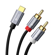 Kabel Audio USB C ke RCA 4.9FT, Penyesuai Kabel Pemisah Audio USB C ke 2 Male Y RCA untuk Siri iPhon