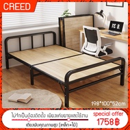 พร้อมส่ง🚚 Creed one year warrantyเตียงนอน wooden bed，เตียงนอน 3 5 ฟุต ไม่ต้องติดตั้ง เตียงพับคุณภาพสูง เพียงแค่กางออกก็ใช้ได้ทันที