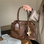 Tote Bag 2025 Fashionable All-Match Retro Brown Briefcase Design One-Shoulder Handbag Female 910.22
