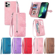 Lucky Flower Flip Case for OPPO Reno 5F 2F 4F 5 Lite 4 Pro 2 F 4G 5G Zipper Wallet Case Embossed Women Girls Card Slot Multifunction Kickstand Leather Phone Cover