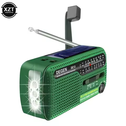 2022 DEGEN DE13 FM AM SW Crank Dynamo Solar Power Emergency Radio Global receiver High Quality VS Te