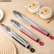 LINDW99NX Barbecue Tongs, Non-Slip Lengthened Bread Tongs,  Thickened Multifunctional Silver Food To