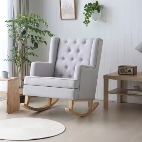 Custom Modern Boucle Nursery Glider Rocking Chair Rocker Pregnancy Maternity Breastfeeding Chair