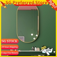 [SG stock Fast Shipping]Bathroom Mirror Oval Mirror Wall Mirror Free Punch Make Up Mirror oval mirro