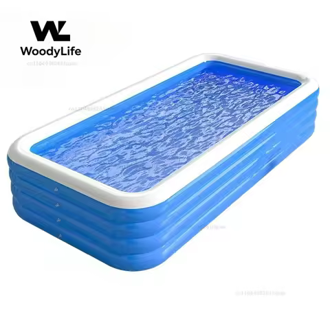 3m/3.8m/4.2m/4.6m Blue-and-white Four-layer Inflatable Pool, Perfect for Families To Enjoy Summer Ou