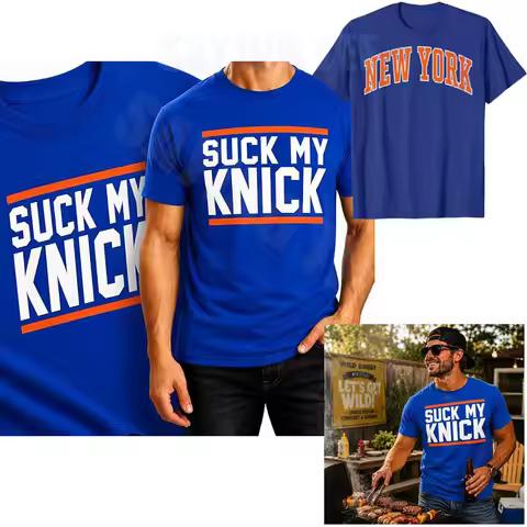 Suck My Knick Funny New York Basketball Fan T-Shirt Y2k Vintage New York Throwback Graphic Saying Te
